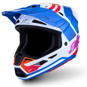 Casque de motocross Alpinestars Supertech S-M7 Core blanc-bleu-orange