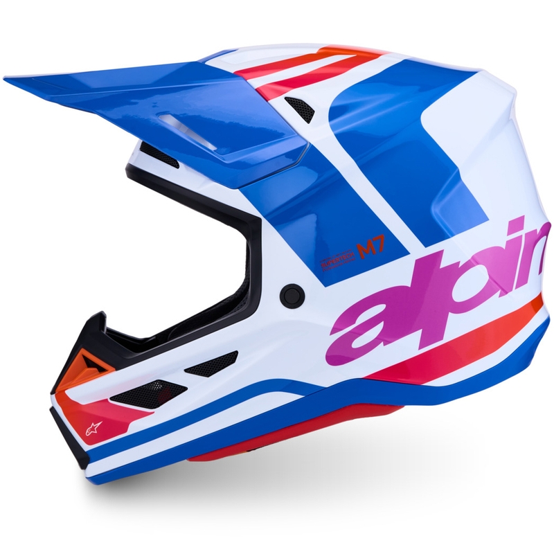 Casque de motocross Alpinestars Supertech S-M7 Core blanc-bleu-orange