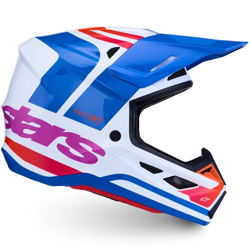 Casque de motocross Alpinestars Supertech S-M7 Core blanc-bleu-orange