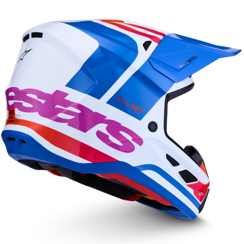 Casque de motocross Alpinestars Supertech S-M7 Core blanc-bleu-orange