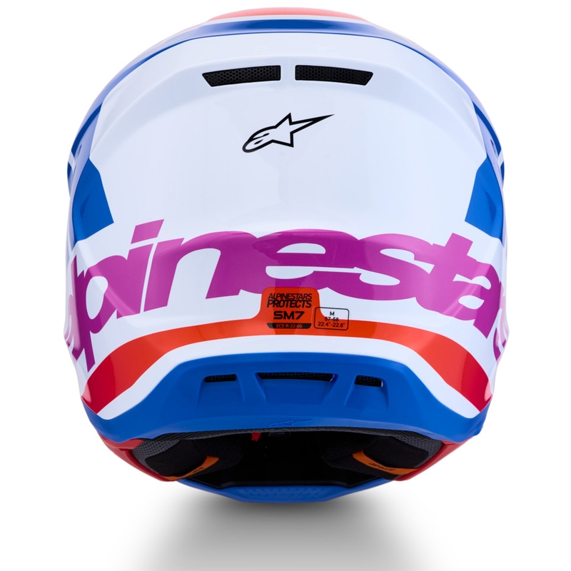 Casque de motocross Alpinestars Supertech S-M7 Core blanc-bleu-orange
