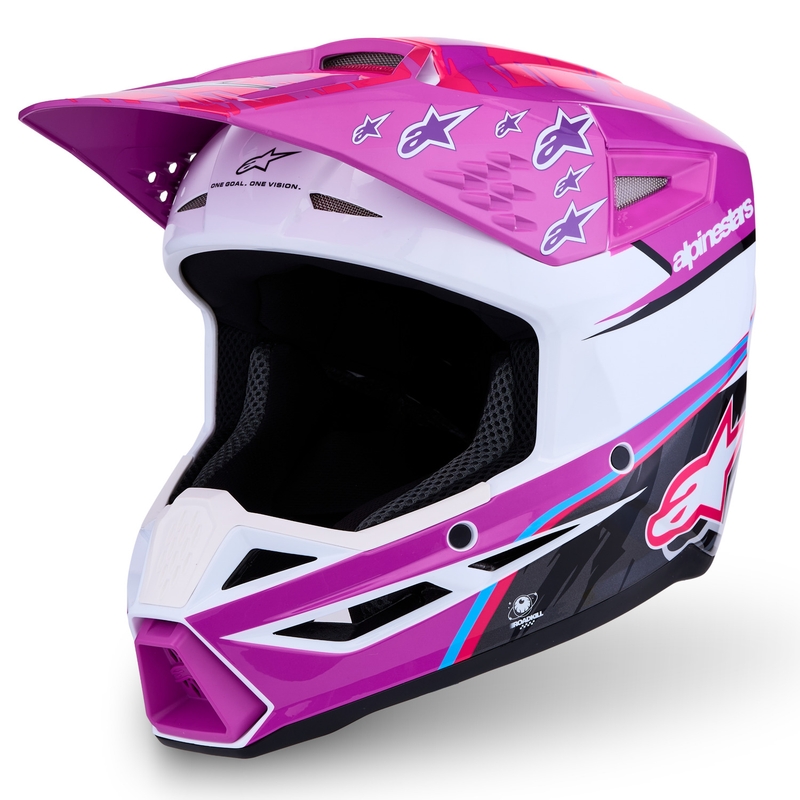 Casque de motocross enfant Alpinestars S-M3 Falcon violet-blanc-noir