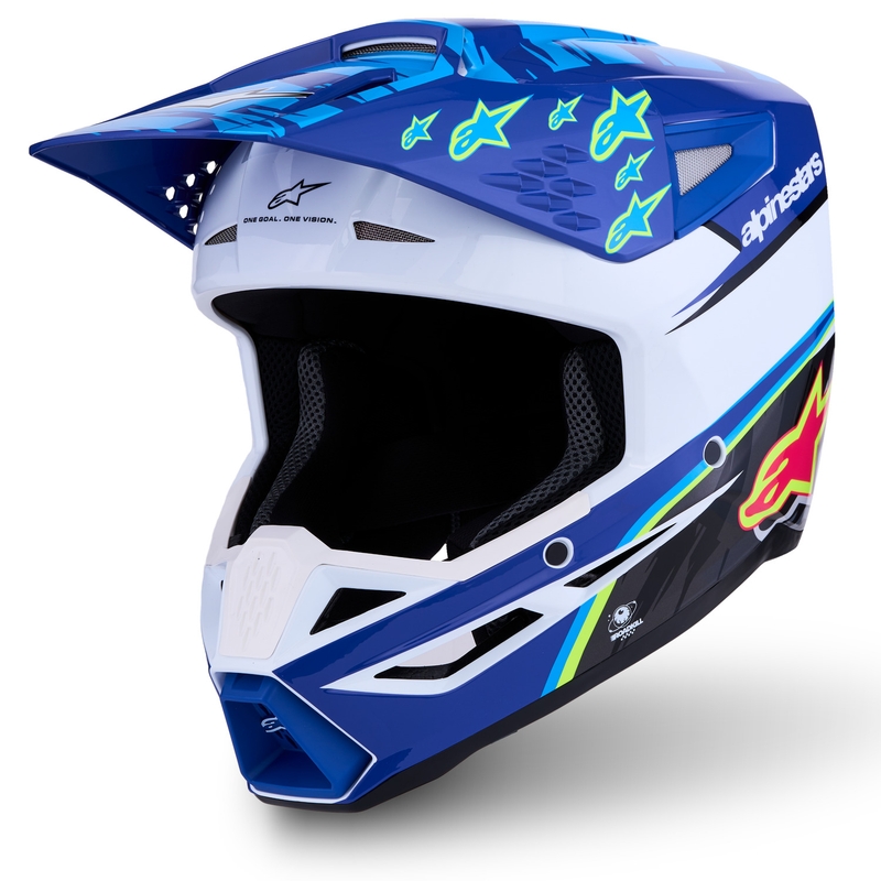 Casque de motocross enfant Alpinestars S-M3 Falcon bleu-blanc-noir