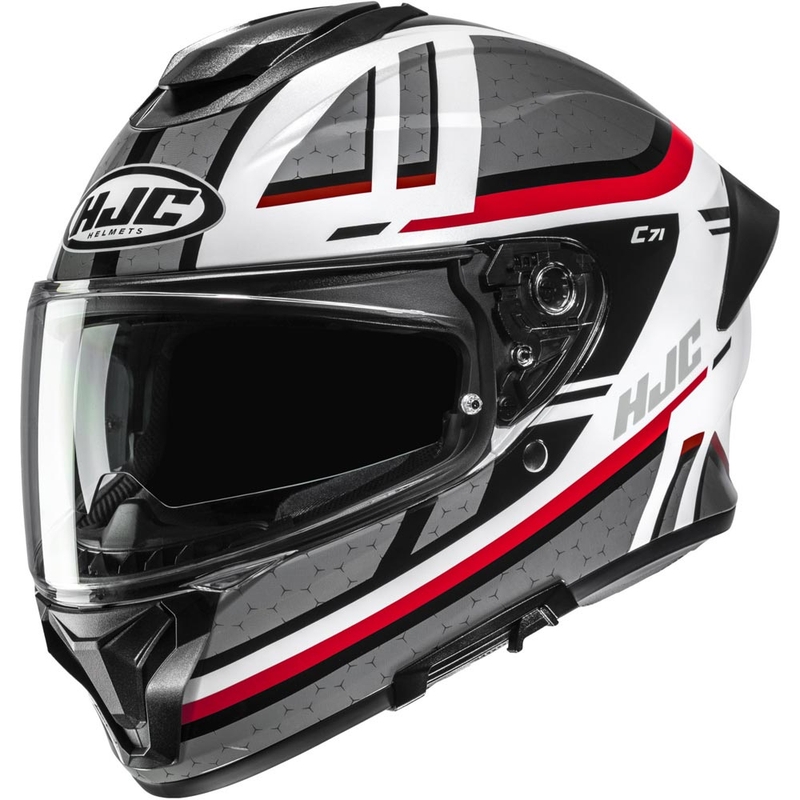 Casque intégral de moto HJC C71 Novah MC1 gris-blanc-rouge