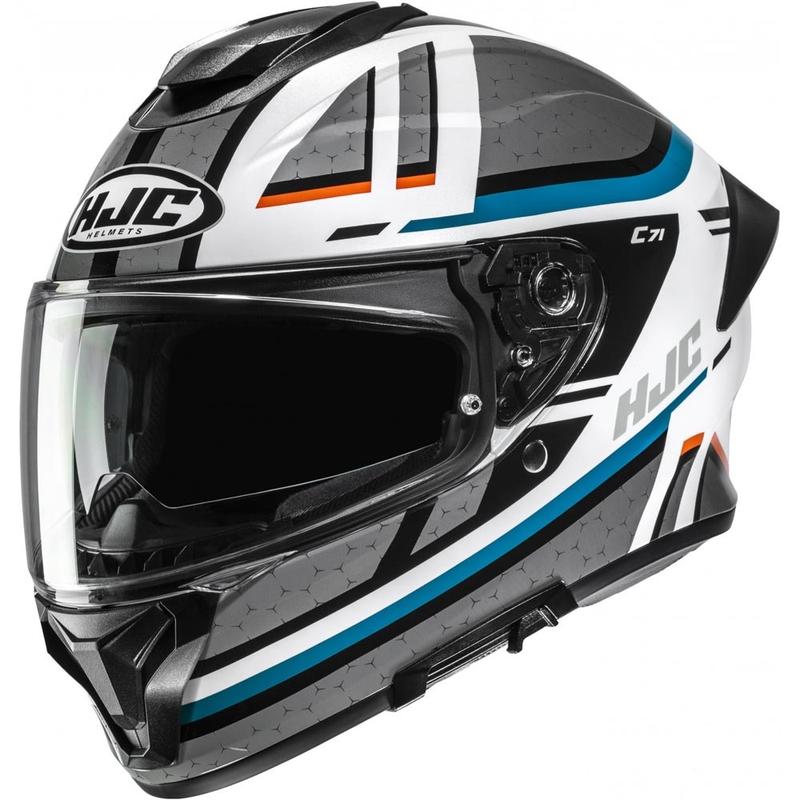 Casque intégral de moto HJC C71 Novah MC27 gris-blanc-bleu