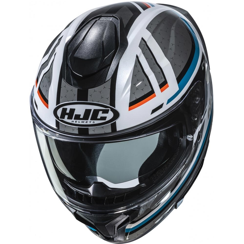 Casque intégral de moto HJC C71 Novah MC27 gris-blanc-bleu
