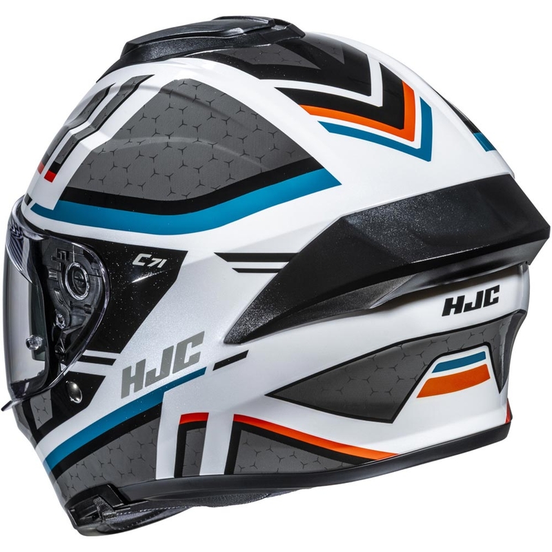 Casque intégral de moto HJC C71 Novah MC27 gris-blanc-bleu