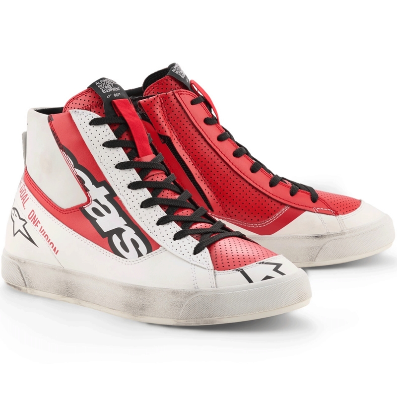 Bottes de moto Alpinestars Stated Flair blanches et rouges