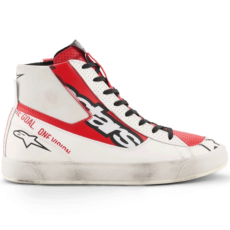 Bottes de moto Alpinestars Stated Flair blanches et rouges