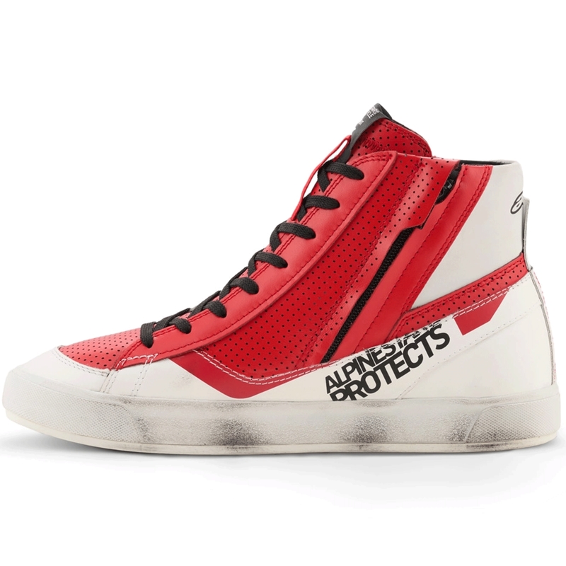 Bottes de moto Alpinestars Stated Flair blanches et rouges