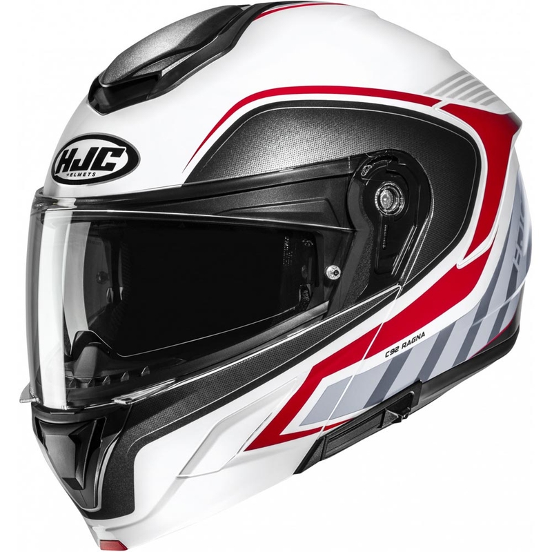 Casque de moto modulable HJC C92 Ragna MC1 blanc-gris-rouge