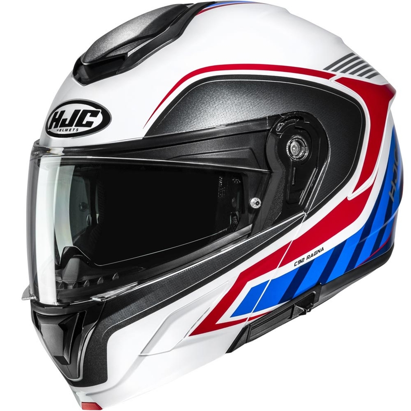 Casque de moto modulable HJC C92 Ragna MC21 blanc-rouge-bleu