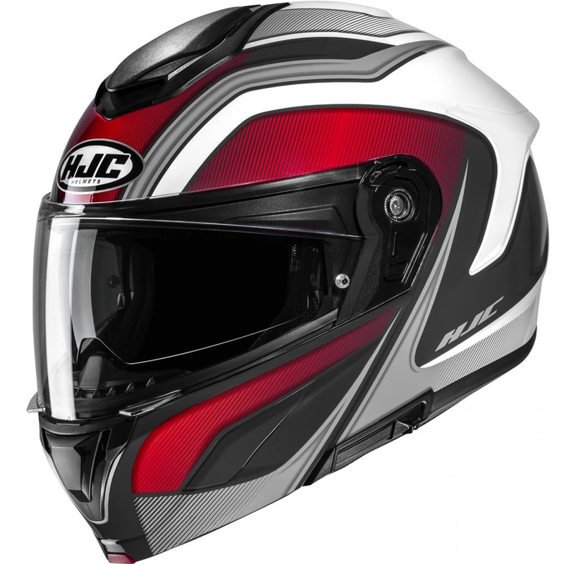 Casque de moto modulable HJC C92 Sirius MC1 noir-blanc-argent-rouge