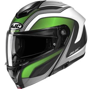 Casque de moto modulable HJC C92 Sirius MC4 noir-blanc-argent-vert