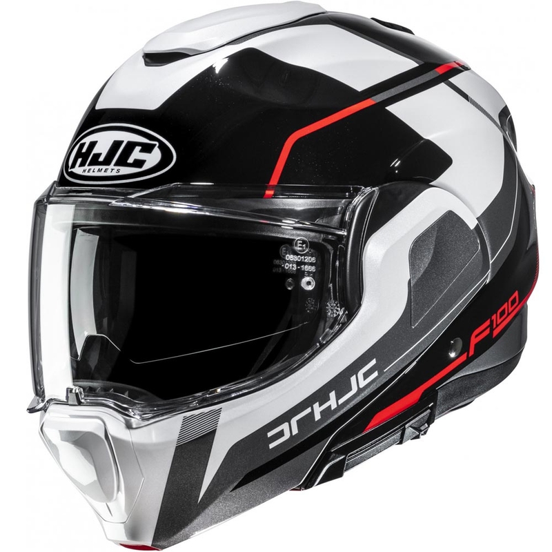Casque de moto modulable HJC F100 Astra MC1 noir-blanc-rouge-gris