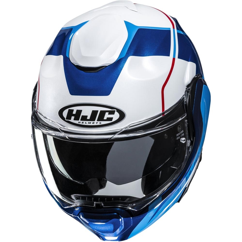 Casque de moto modulable HJC F100 Astra MC21 blanc-bleu-rouge