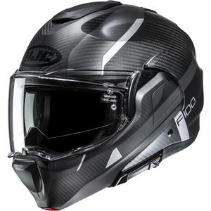 Casque de moto modulable HJC F100 Carbon Askan MC5SF noir-gris-argent
