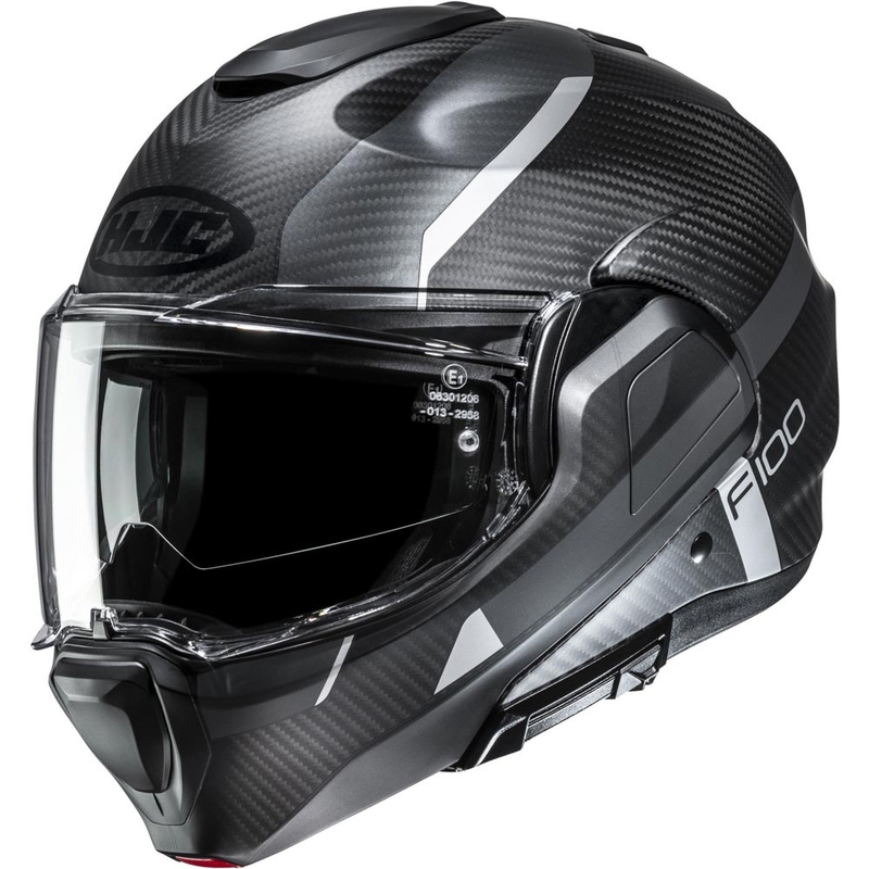 Casque de moto modulable HJC F100 Carbon Askan MC5SF noir-gris-argent