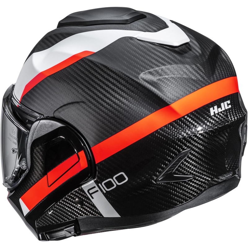 Casque de moto modulable HJC F100 Carbon Askan MC6HSF noir-orange-blanc-rouge