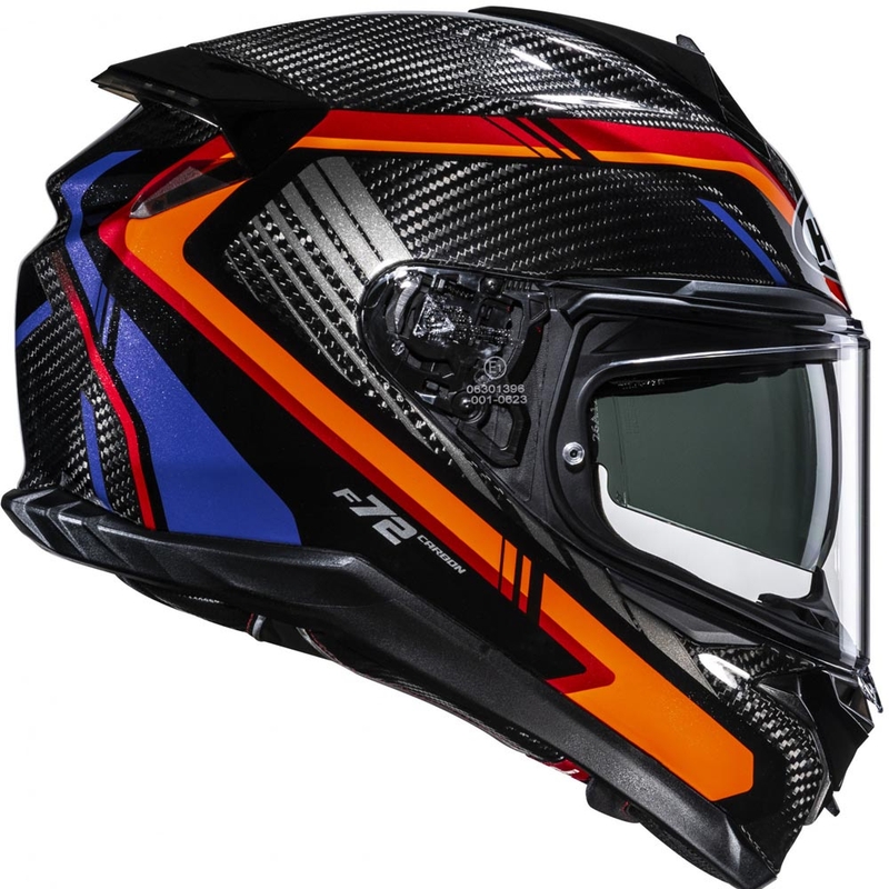 Casque intégral de moto HJC F72 Carbon Kairo MC8 noir-orange-rouge-violet