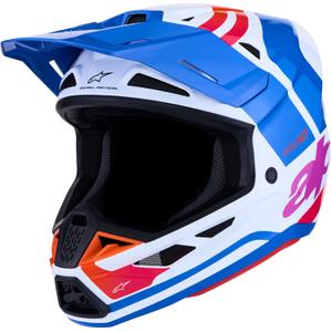 Casque de motocross Alpinestars Supertech S-M7 Core blanc-bleu-orange