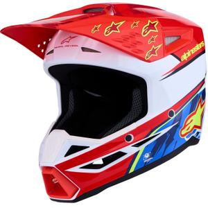 Casque de motocross Alpinestars S-M3 Falcon rouge fluo et blanc