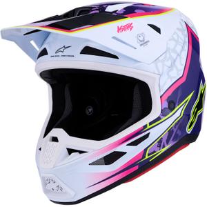 Casque de motocross Alpinestars Supertech S-M7 Blaster violet et blanc