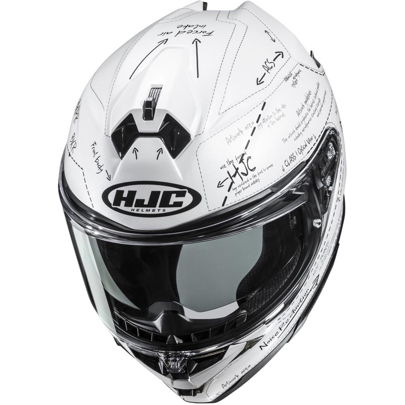 Casque intégral moto HJC F72 Odyssea MC10 blanc-noir
