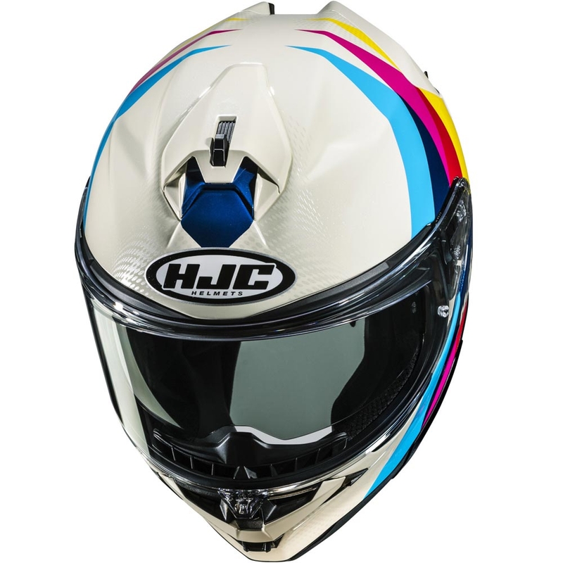 Casque intégral de moto HJC F72 Racero MC23 blanc