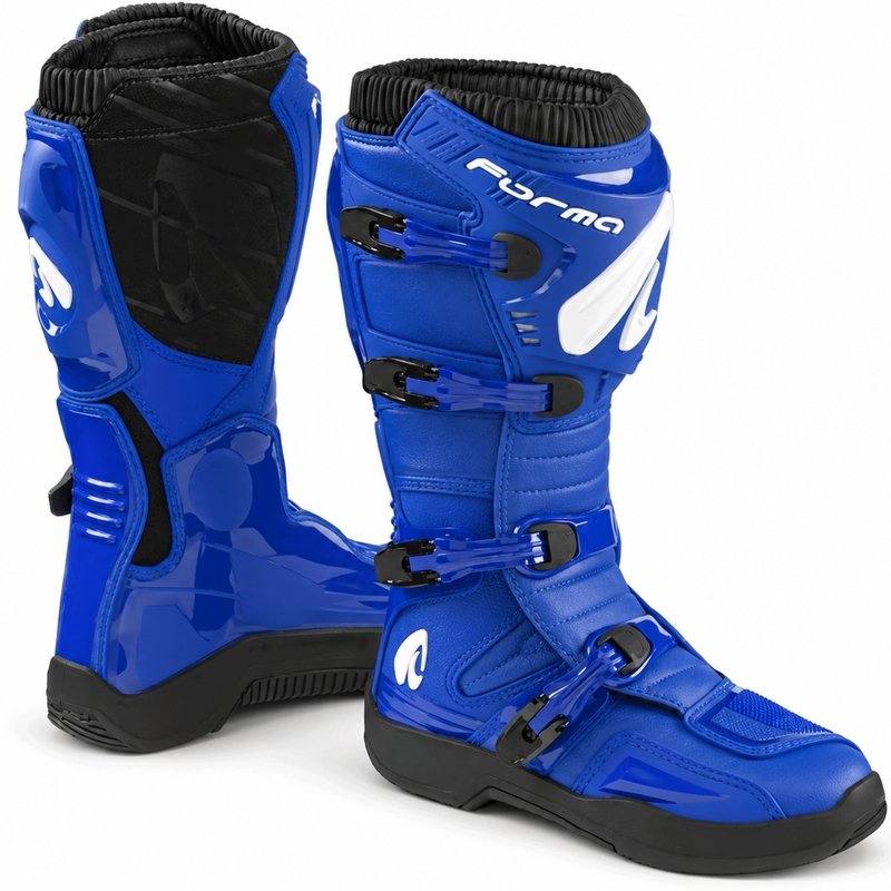 Bottes de motocross Forma Traction bleu-noir-blanc