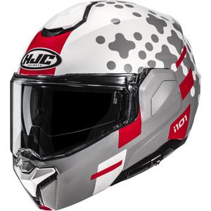 Casque de moto modulable HJC i101 Astel MC1 blanc-gris-rouge