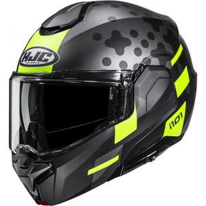 Casque de moto modulable HJC i101 Astel MC3HSF noir-gris-jaune fluo