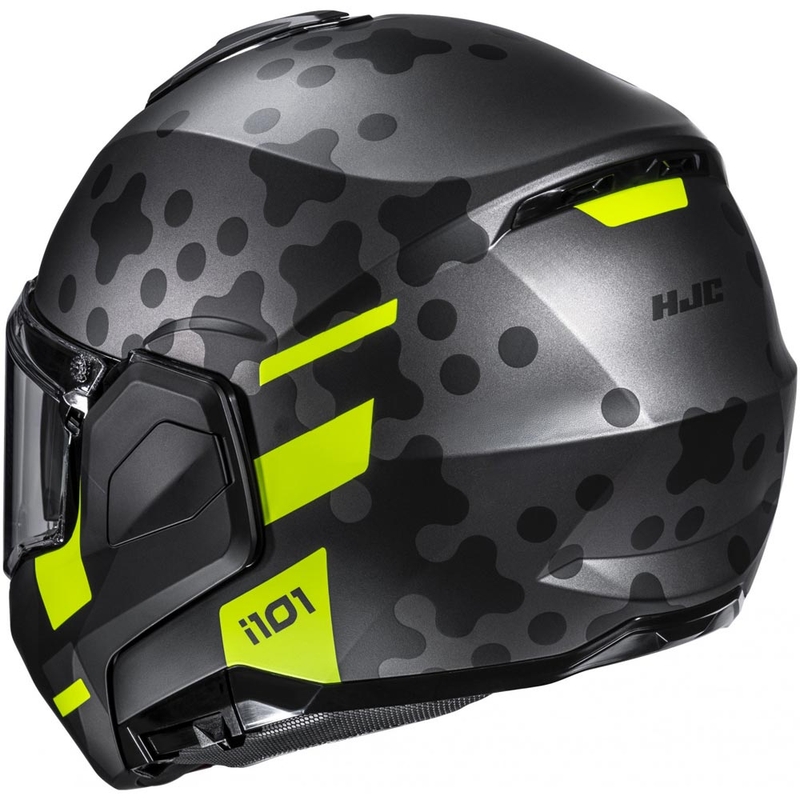 Casque de moto modulable HJC i101 Astel MC3HSF noir-gris-jaune fluo