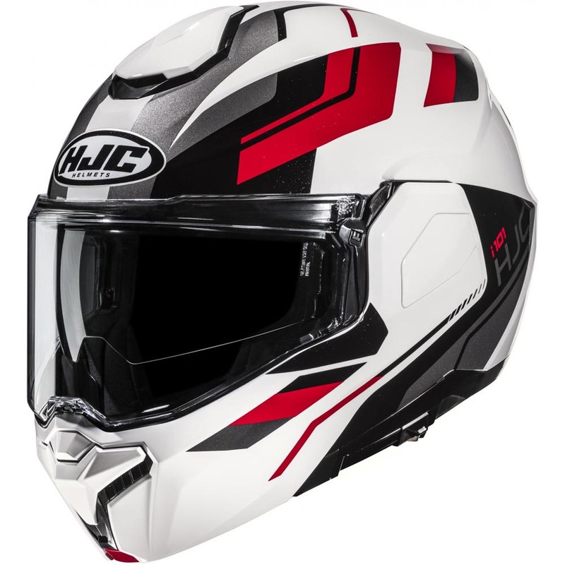 Casque de moto modulable HJC i101 Krone MC1 blanc-noir-rouge