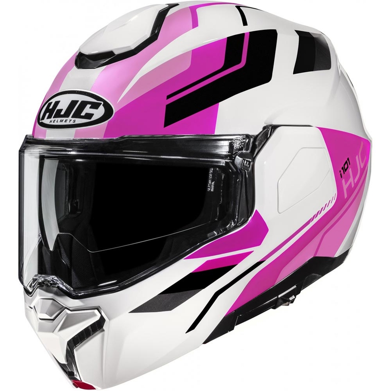 Casque de moto modulable HJC i101 Krone MC8 blanc-rose-noir
