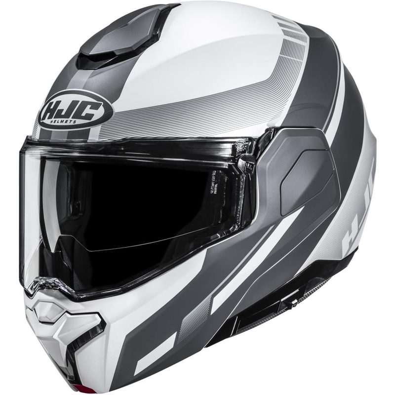 Casque de moto modulable HJC i101 Mira MC10SF blanc-gris