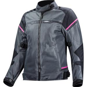 Veste de moto femme LS2 Riva noir-gris foncé-rose