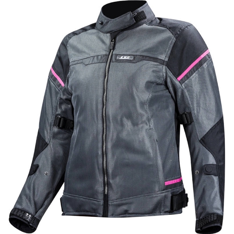 Veste de moto femme LS2 Riva noir-gris foncé-rose