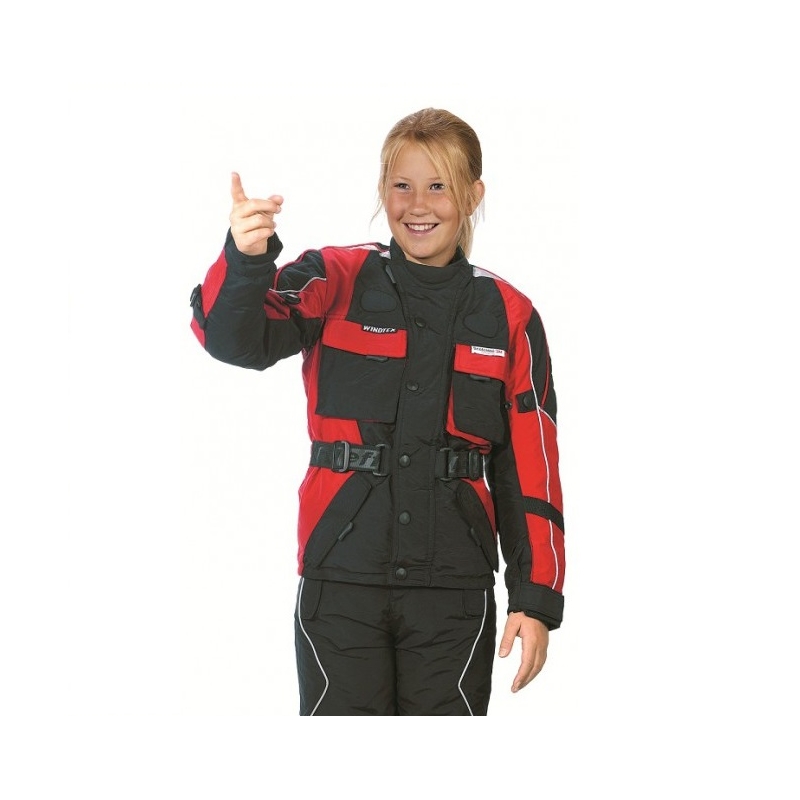 Veste moto enfant Roleff Taslan noir-rouge