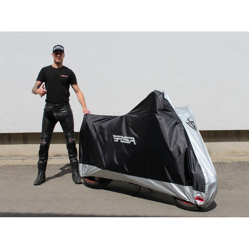 Housse de moto RSA noir et argent