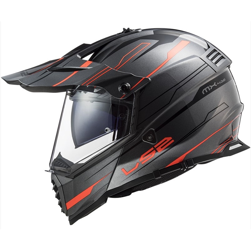 Casque d'enduro LS2 MX436 Pioneer EVO Knight titanium orange