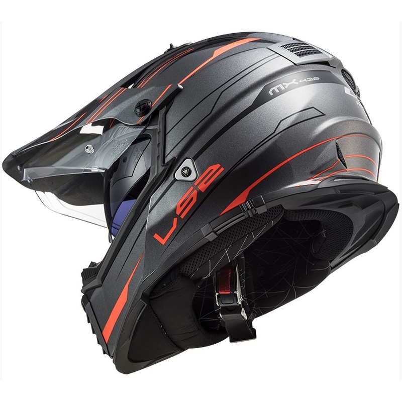 Casque d'enduro LS2 MX436 Pioneer EVO Knight titanium orange
