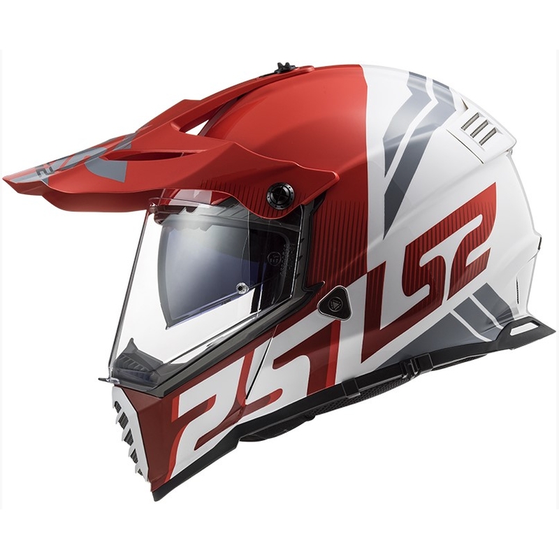 Casque d'enduro LS2 MX436 Pioneer EVO Evolve blanc-gris-rouge