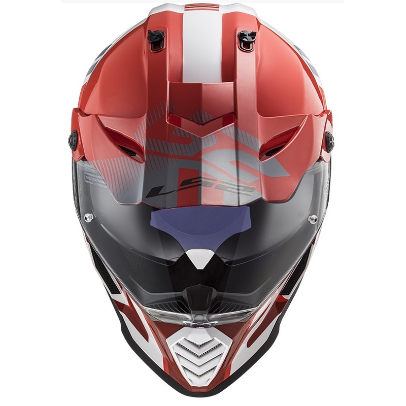 Casque d'enduro LS2 MX436 Pioneer EVO Evolve blanc-gris-rouge