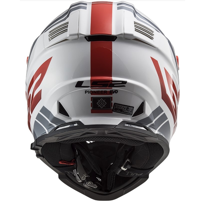 Casque d'enduro LS2 MX436 Pioneer EVO Evolve blanc-gris-rouge