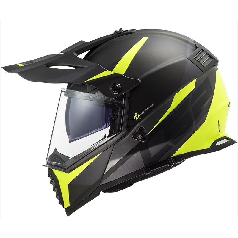 Casque d'enduro LS2 MX436 Pioneer EVO Router noir-jaune fluo