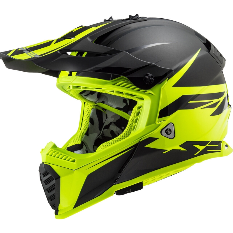 Casque de motocross LS2 MX437 Fast Evo Roar noir-jaune fluo