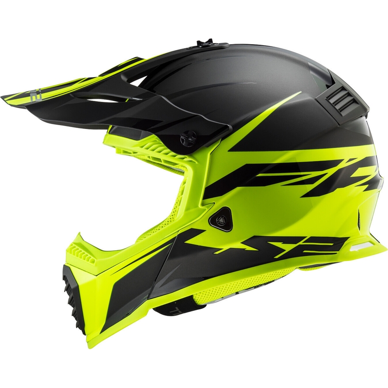Casque de motocross LS2 MX437 Fast Evo Roar noir-jaune fluo