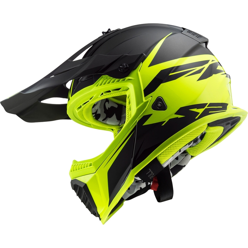 Casque de motocross LS2 MX437 Fast Evo Roar noir-jaune fluo