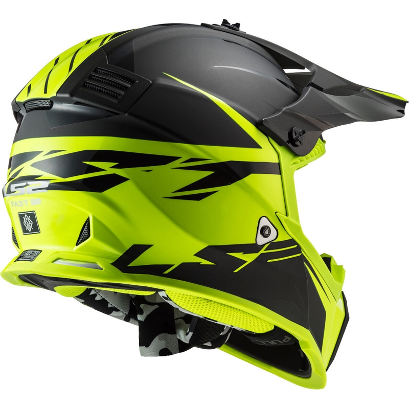 Casque de motocross LS2 MX437 Fast Evo Roar noir-jaune fluo
